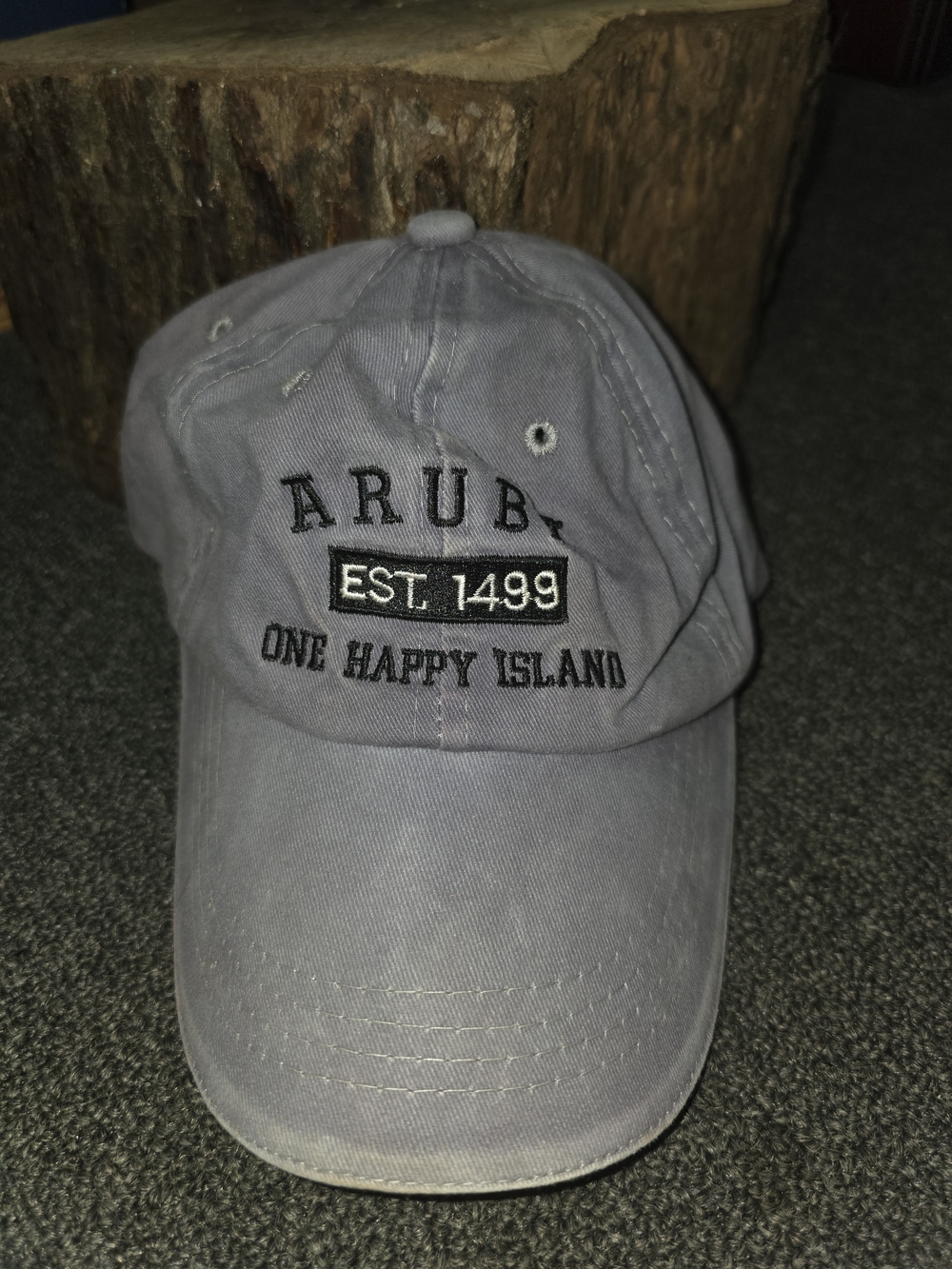 Aruba 'One Happy Island' Embroidered Cap - Light Gray